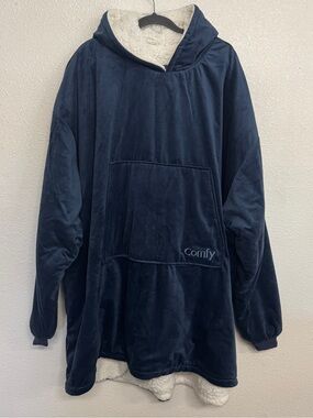 The Comfy Original Blue Unisex One Size Sherpa Lined Wearable‎ Blanket Hoodie
